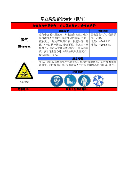 职业病危害告知卡-氮气