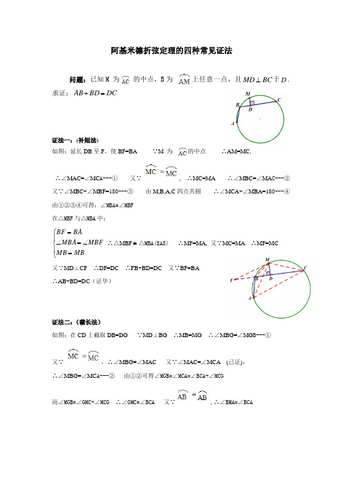 阿基米德折弦定理的四种常规证法