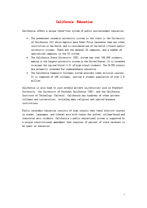 2014-2015学年高中英语 Unit 1 A land of diversity California-education素材 新人教版选修8