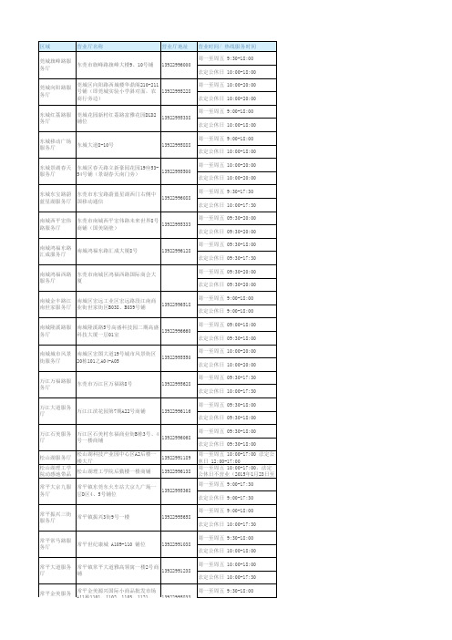 东莞沟通100营业厅地址电话营业时间