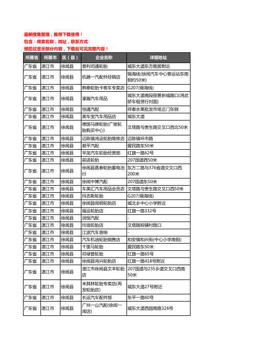 新版广东省湛江市徐闻县汽车用品企业公司商家户名录单联系方式地址大全58家