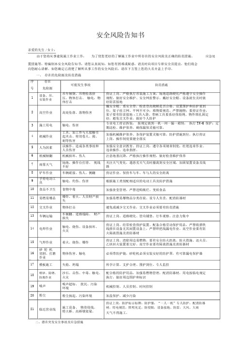 安全风险告知书.doc