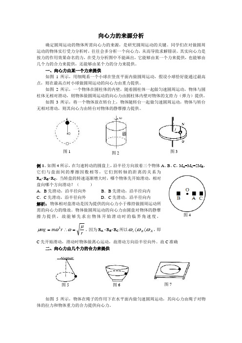 向心力的来源分析