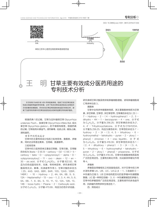 甘草主要有效成分医药用途的专利技术分析