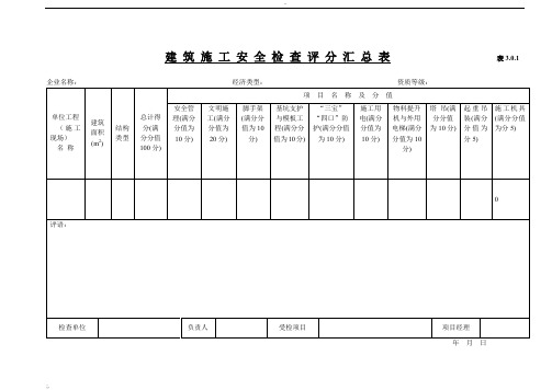 《建筑施工安全检查标准》(JGJ59—99)全套表格及规范