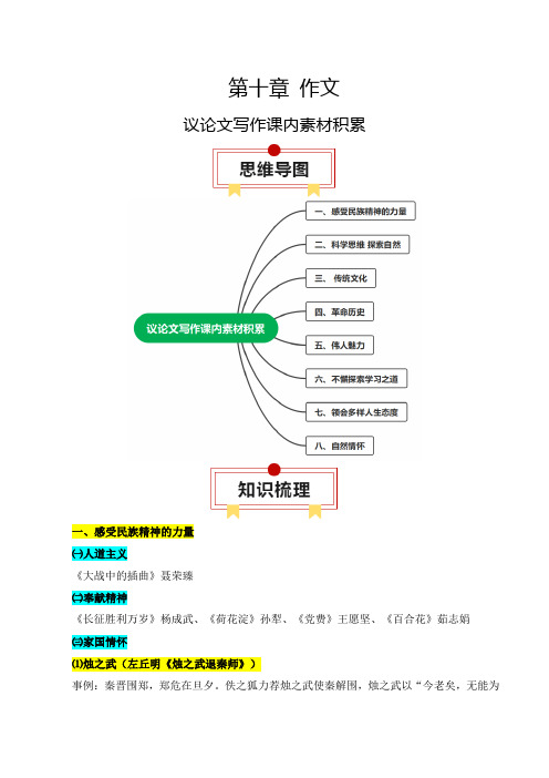 专题10：议论文写作课内素材积累(解析版)-高考语文一轮复习知识清单