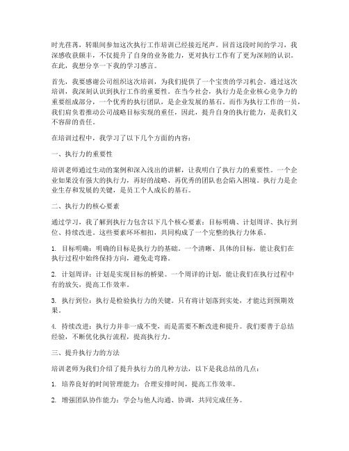 执行工作培训学习感言