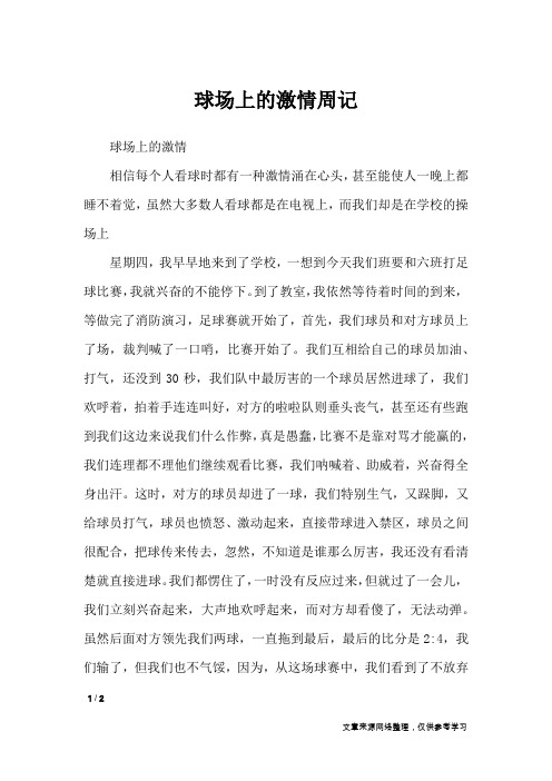 球场上的激情周记_小学作文