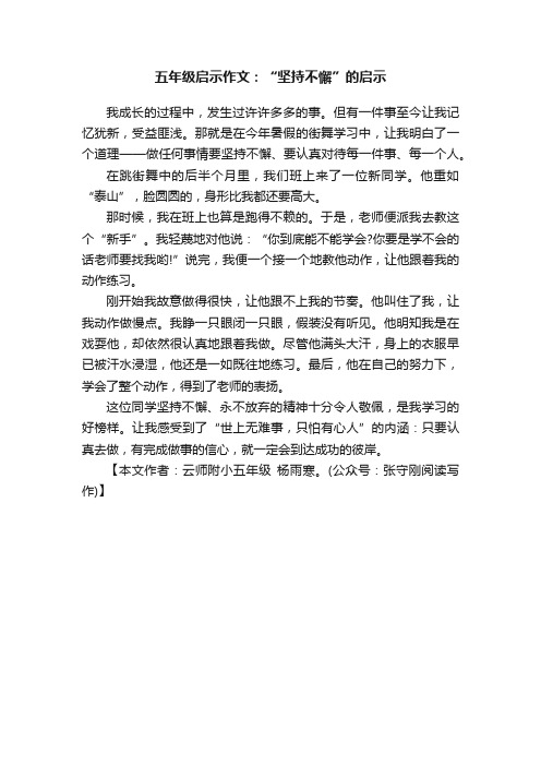 五年级启示作文：“坚持不懈”的启示