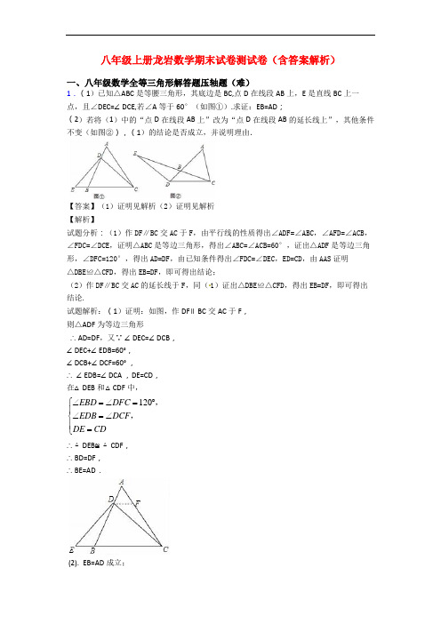 八年级上册龙岩数学期末试卷测试卷(含答案解析)