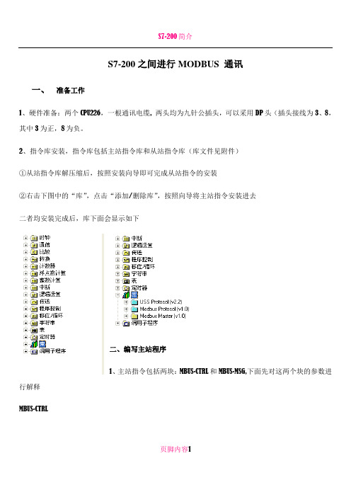 S7-200进行MODBUS通讯