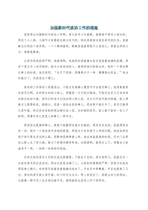 加强新时代政协工作的措施