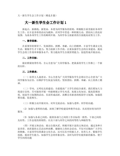 大一新生学生会工作计划