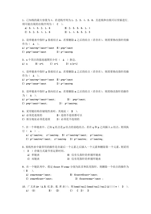 2015江西省数据结构与算法考试技巧与口诀