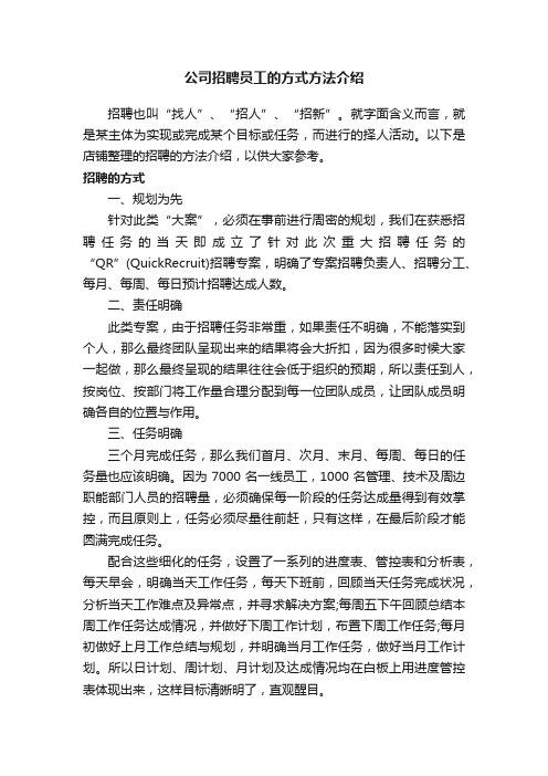 公司招聘员工的方式方法介绍