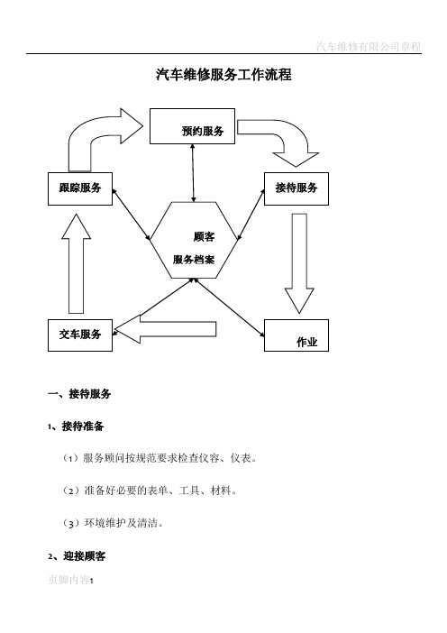 汽车维修服务工作流程