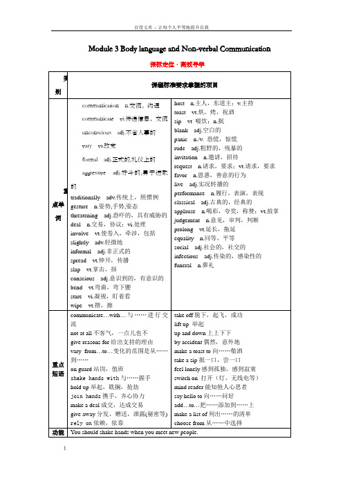 Module3BodylanguageandNonverbalCommunication(单元卷)