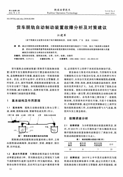 货车脱轨自动制动装置故障分析及对策建议