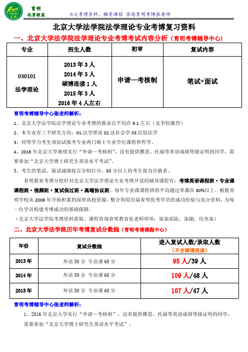 北京大学法学理论专业考博真题参考书考试重点考试内容复习资料-育明考博