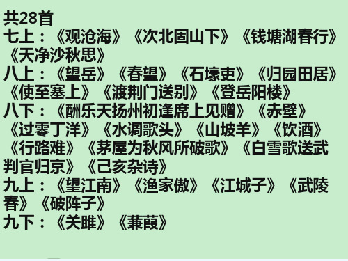 语文人教版九年级上册中考总复习之古诗词鉴赏