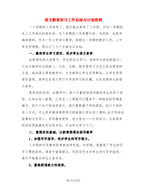 语文教育实习工作总结与计划范例(3篇)