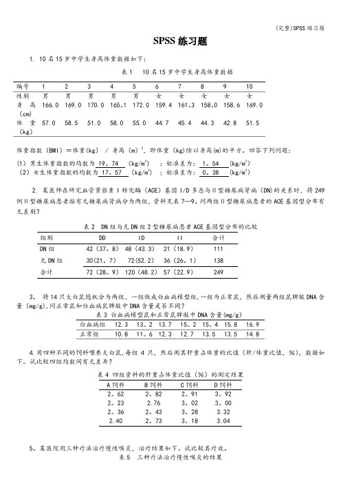 (完整)SPSS练习题