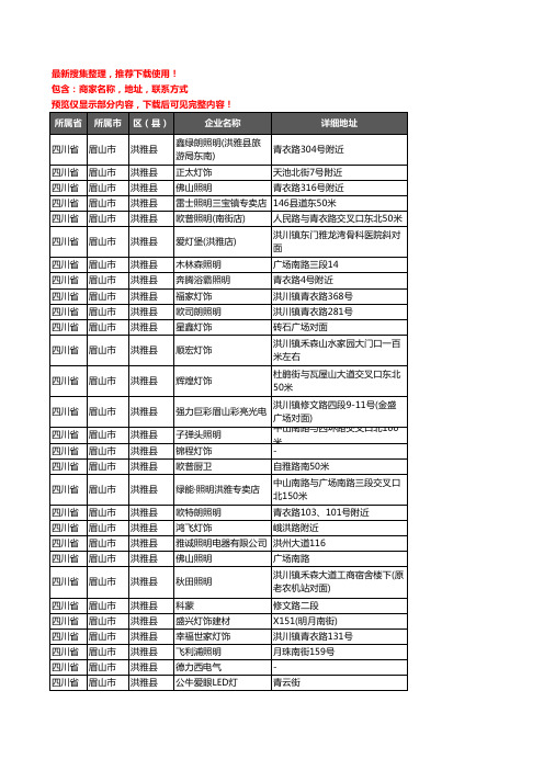 新版四川省眉山市洪雅县灯饰企业公司商家户名录单联系方式地址大全43家