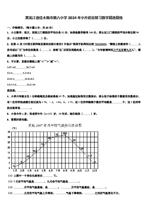 黑龙江省佳木斯市第六小学2024年小升初总复习数学精练含解析