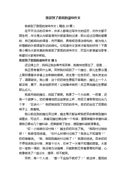 我尝到了委屈的滋味作文