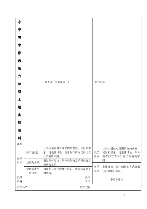 小学美术湘教版六年级上册实用资料3美丽家园