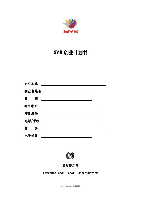 SYB创业计划书空白版