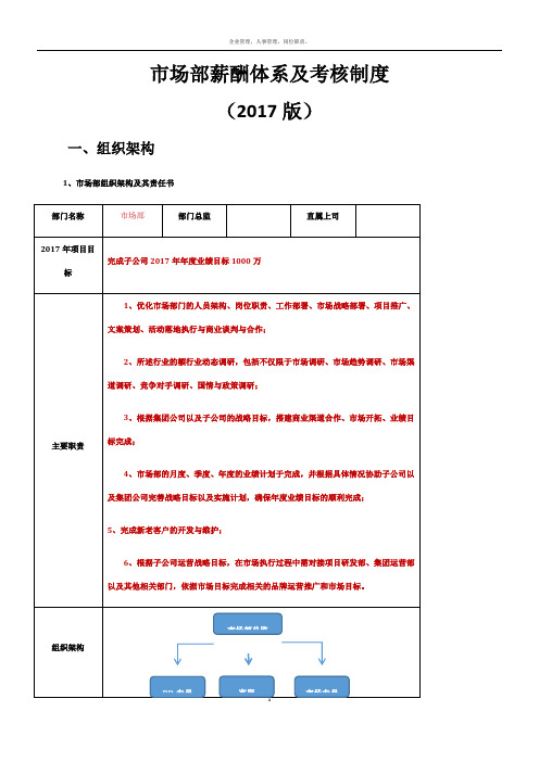 市场部薪酬体系及考核制度