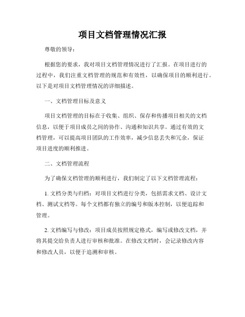 项目文档管理情况汇报