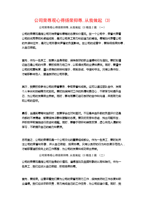 公司荣辱观心得扬荣抑辱,从我做起2篇