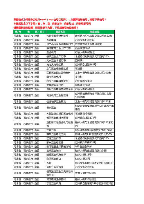 2020新版河北省石家庄市赵县五金工商企业公司商家名录名单黄页联系电话号码地址大全78家