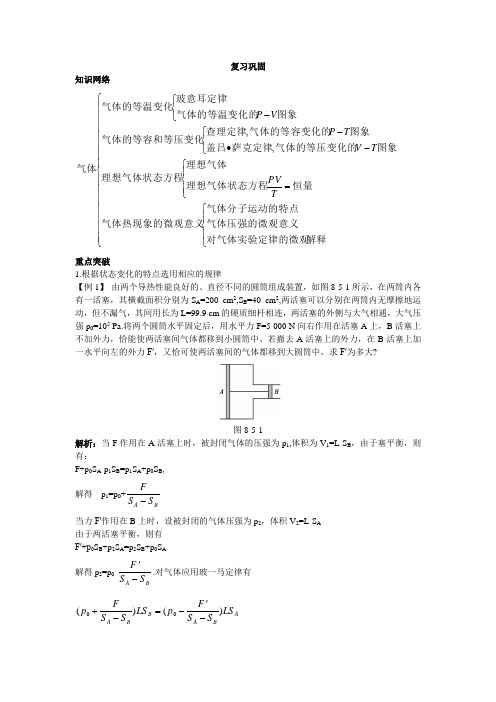 最新人教版高中物理选修3-3第八章《气体》本小结