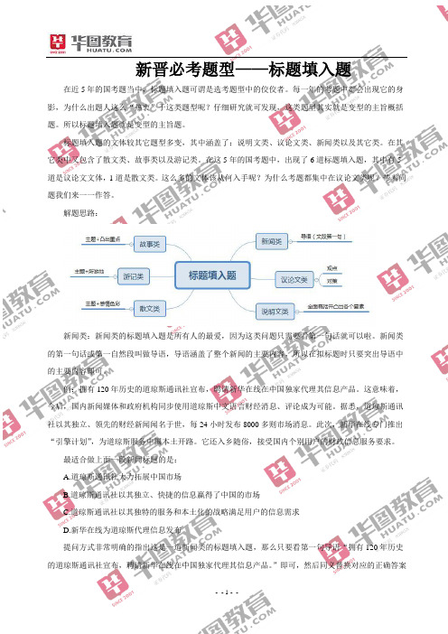 新晋必考题型——标题填入题