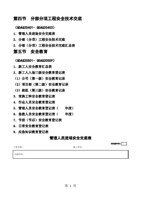 2019广东省建筑施工安全管理资料统一用表--安全教育16页word