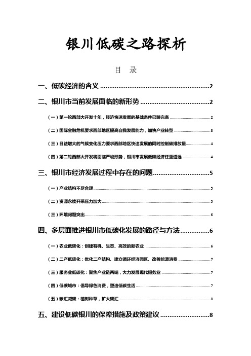 银川低碳之路探析