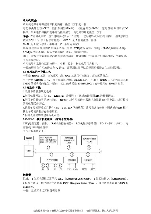 理工类专业课复习资料-单片机原理及应用期末考试必考知识点重点总结