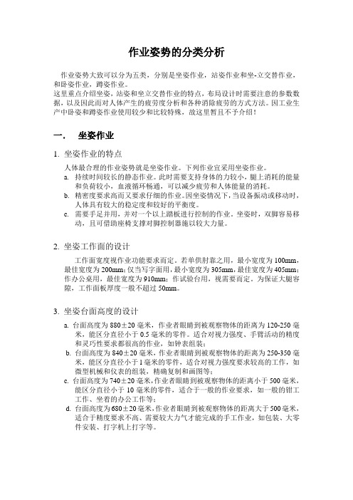 作业姿势的分类分析及抗疲劳方案