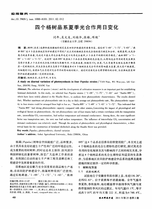四个杨树品系夏季光合作用日变化