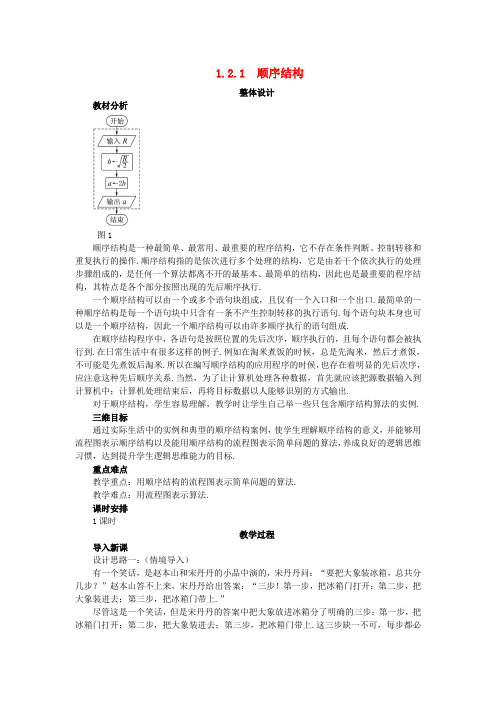 高中数学 第1章 算法初步 1.2 流程图 1.2.1 顺序结构教案 苏教版必修3