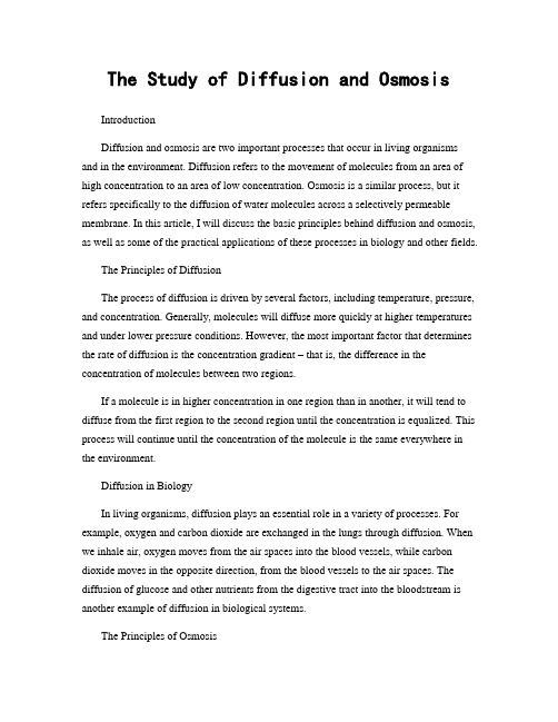 The Study of Diffusion and Osmosis