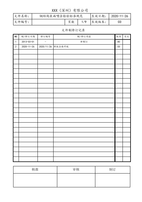 钢结构表面喷涂检验标准规范