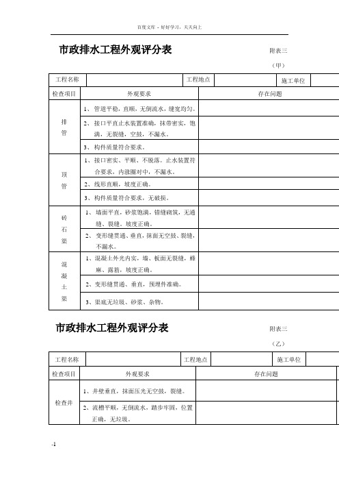 市政排水工程外观评分表