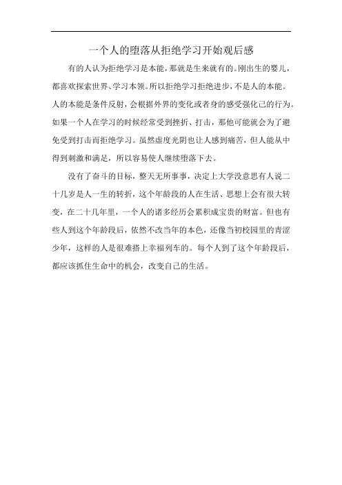 一个人的堕落从拒绝学习开始观后感