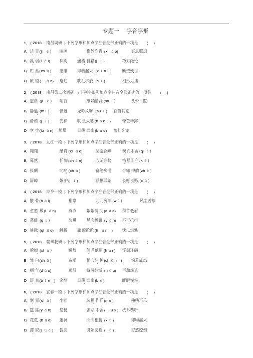 江西中考语文复习专题一字音字形训练