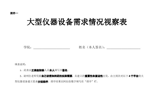 大型仪器设备需求情况调查表