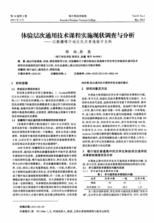 体验层次通用技术课程实施现状调查与分析——以新疆喀什地区民汉普通高中为例